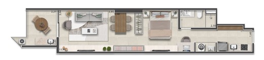 Planta 11 - 1 dorm 48,62m² - studio