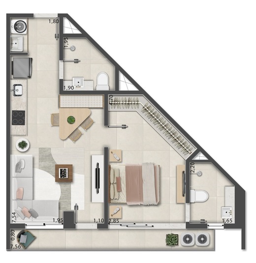 Planta 13 - 1 dorm 52,77m²
