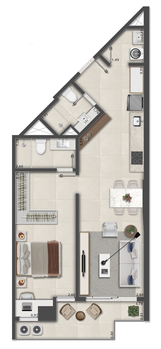 Planta 17 - 1 dorm 66,58m²