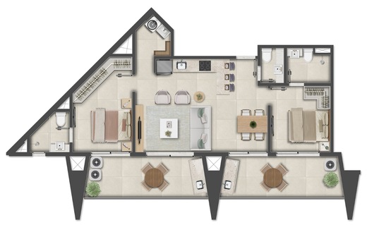 Planta 21 - 2 dorm 89,09m² - junção