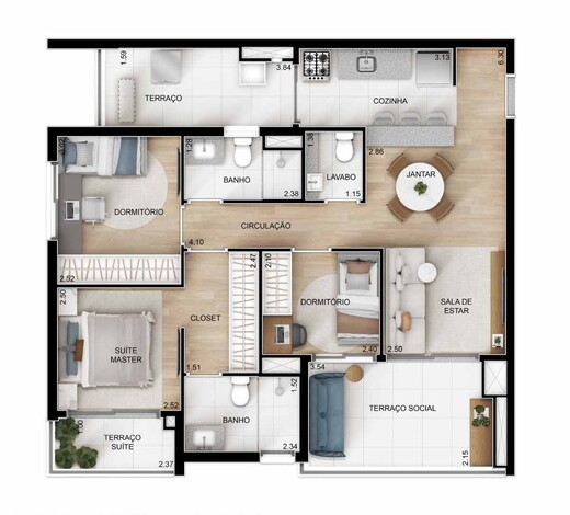 Planta 07 - 3 dorm 81m�