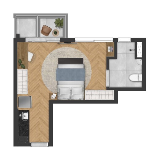 Planta 05 - 1 dorm 30,92m� - studio