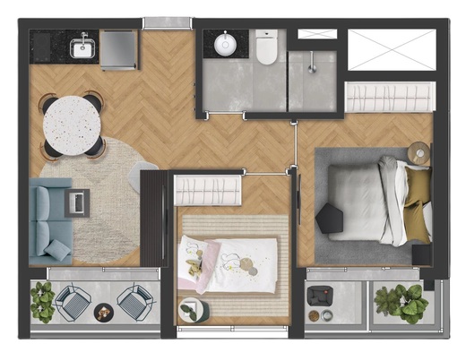 Planta 07 - 2 dorm 42m�