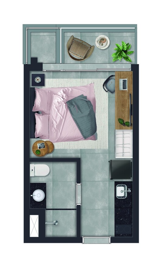 Planta 04 - 1 dorm 25,22m� - studio