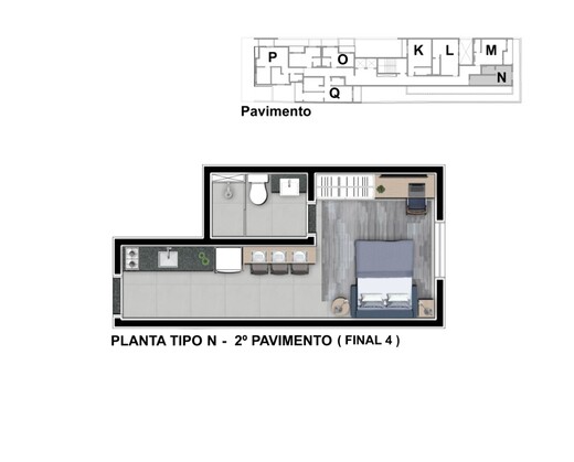 Planta 04 - tipo l - 26m� - final 04 - 2� pavimento - studio