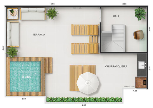 Planta 17 - 2 dorm 103,20m² - cobertura duplex - superior