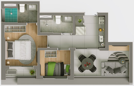 Planta 06 - 2 dorm 49,29m�