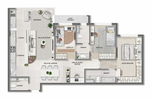 Planta 13 - 3 dorm 99m² - opção