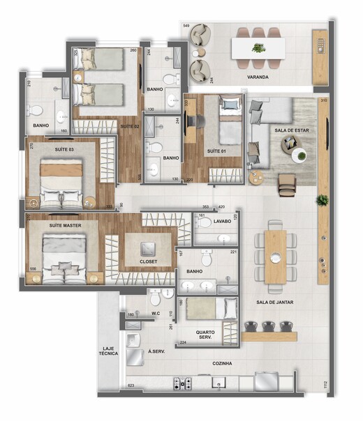 Planta 15 - 4 dorm 145,32m²