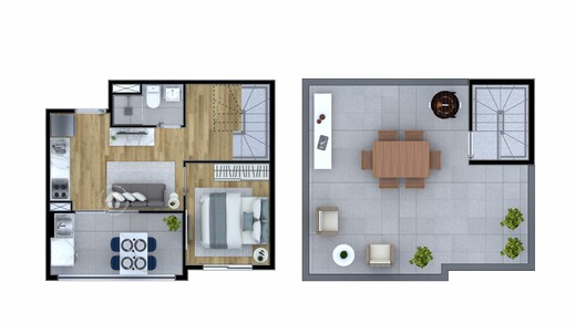 Planta 04 - 1 dorm 53m² - cobertura duplex