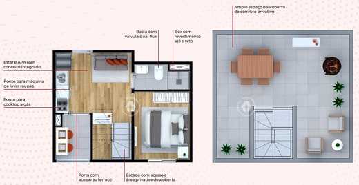 Planta 04 - 1 dorm 57m - cobertura duplex
