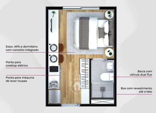 Planta 01 - 1 dorm 17m² - studio