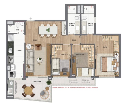 Planta 16 - 3 dorm 93,21m²