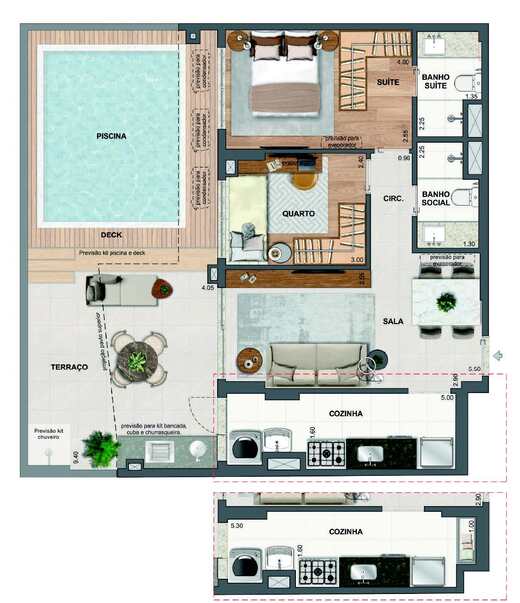 Planta 19 - 2 dorm 95,39m²
