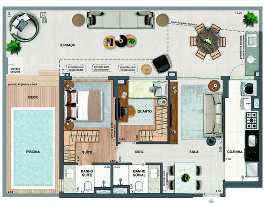 Planta 21 - 2 dorm 112,66m² - garden