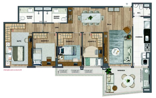 Planta 24 - 4 dorm 116,30m²