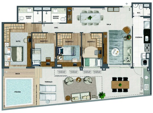 Planta 35 - 4 dorm 154,79m² - garden