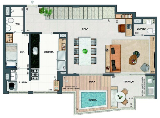 Planta 37 - 3 dorm 159,77m² - cobertura duplex - superior