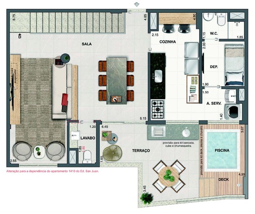Planta 41 - 3 dorm 164,35m² - cobertura duplex - superior