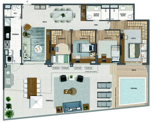 Planta 48 - 4 dorm 178,14m² - garden