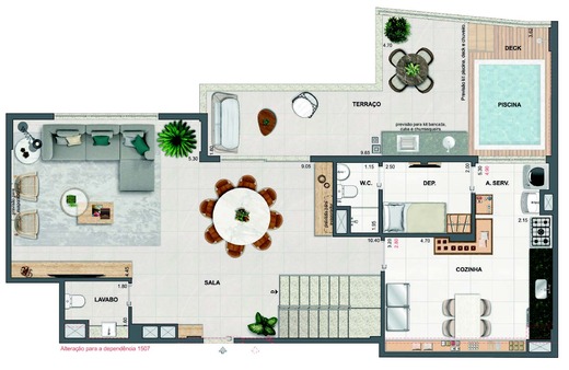 Planta 63 - 4 dorm 231,22m² - cobertura duplex - superior
