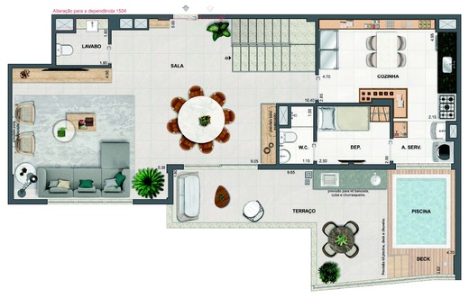 Planta 65 - 4 dorm 232,77m² - cobertura duplex - superior