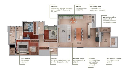 Planta 01 - 3 dorm 134m
