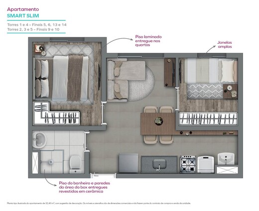 Planta 04 - 2 dorm 32,40m²