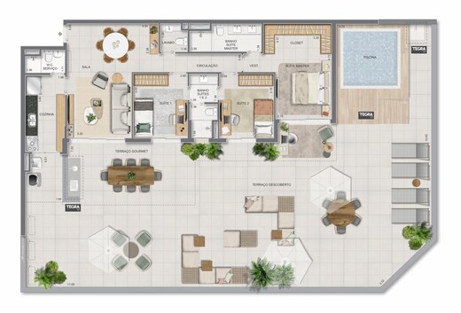Planta 22 - 3 dorm 272,64m² - garden