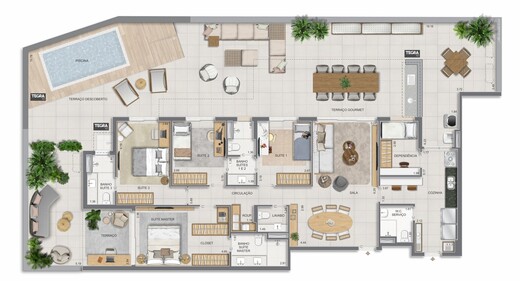 Planta 24 - 4 dorm 275,25m² - garden
