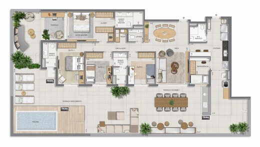 Planta 27 - 4 dorm 278,79m² - garden
