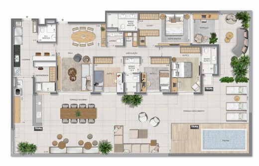Planta 30 - 4 dorm 286,78m² - garden