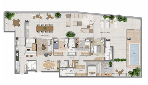 Planta 37 - 4 dorm 304,04m² - garden