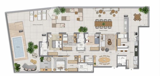 Planta 38 - 4 dorm 307,02m² - garden