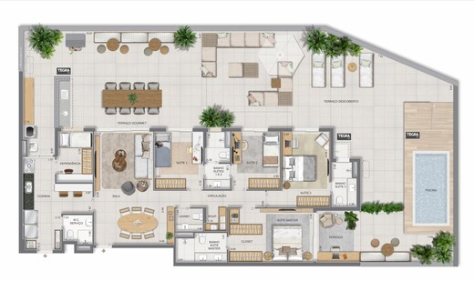 Planta 39 - 4 dorm 308,27m² - garden