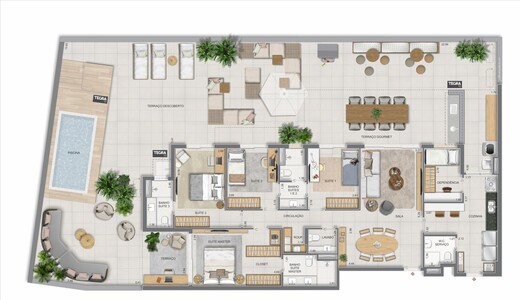 Planta 42 - 4 dorm 315,88m² - garden