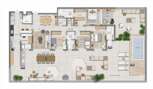 Planta 43 - 4 dorm 321,12m² - garden