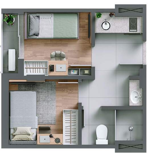 Planta 03 - 2 dorm 22m�