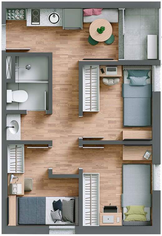 Planta 04 - 3 dorm 32m�