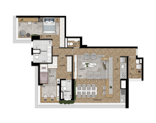 Planta 03 - 2 dorm 119m� - op��o