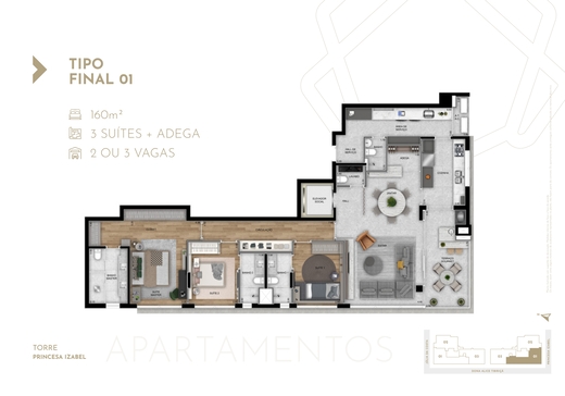 Planta 06 - 3 dorm 160m�