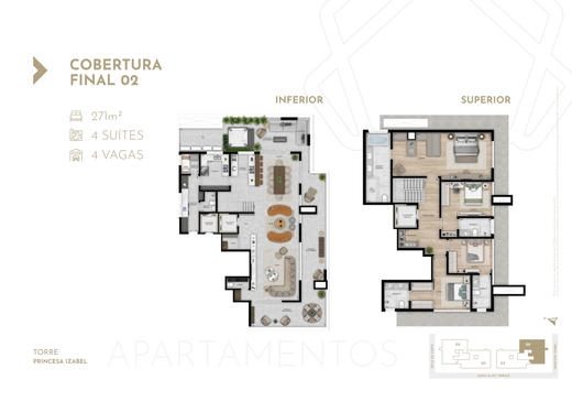 Planta 10 - 4 dorm 358m� - cobertura duplex