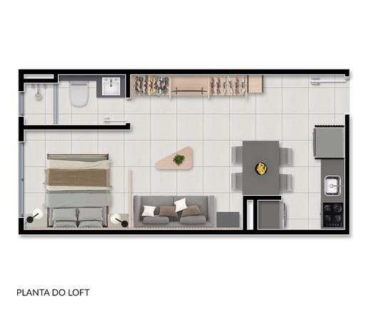 Planta 01 - 1 dorm 29,37m� - studio