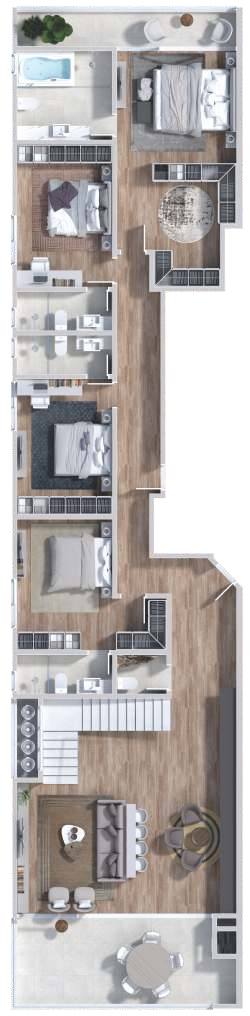 Planta 04 - 4 dorm 490,94m² - cobertura duplex - inferior