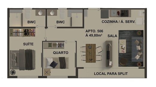 Planta 03 - 2 dorm 49,80m