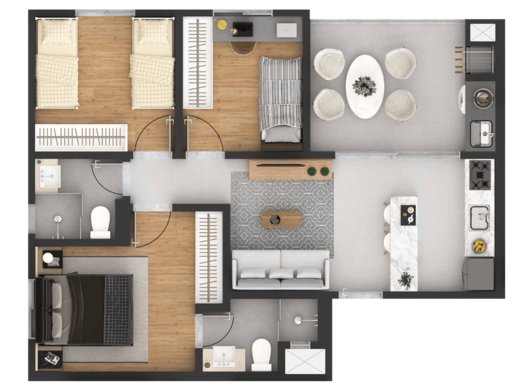 Planta 09 - 3 dorm 58,51m