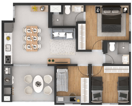 Planta 10 - 3 dorm 62,16m