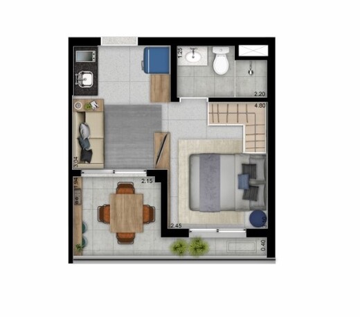 Planta 01 - 1 dorm 27,75m� - studio