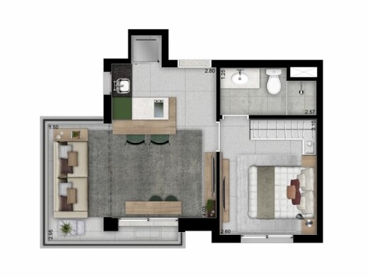 Planta 02 - 1 dorm 35,70m�