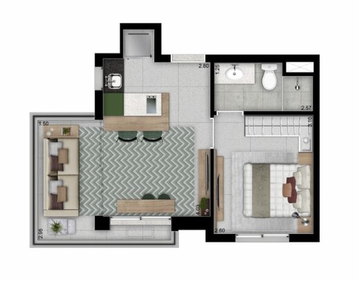 Planta 03 - 1 dorm 35,70m�